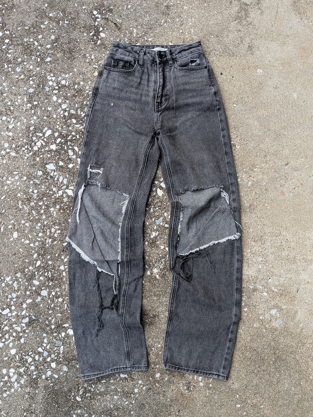 Distressed Faded Black Jeans